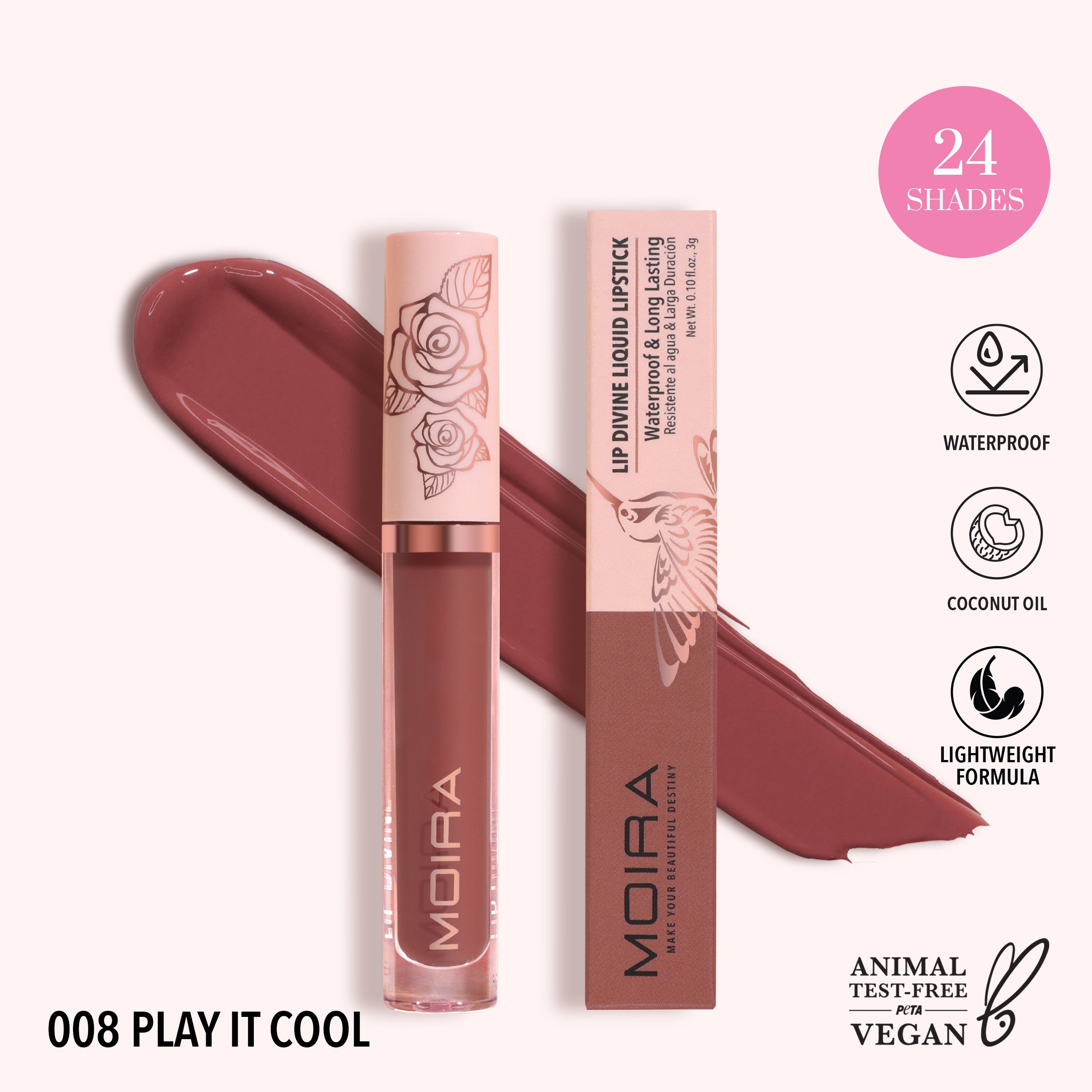 Lip Divine Liquid Lipstick (008, Play it Cool)